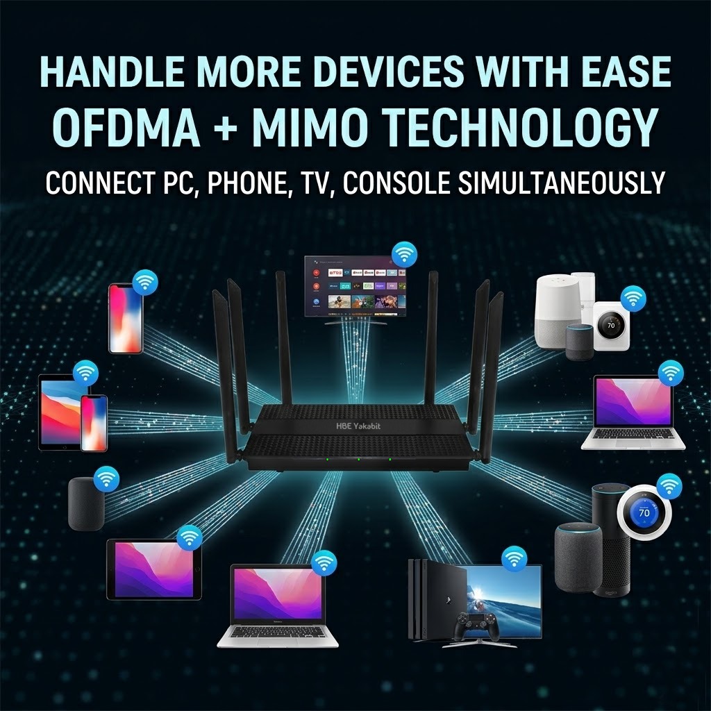 OFDMA and MIMO — PC, phone, TV and console connected at the same time without congestion