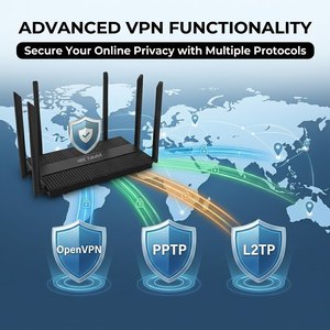 Built-in VPN client — OpenVPN, PPTP and L2TP for encrypted remote access