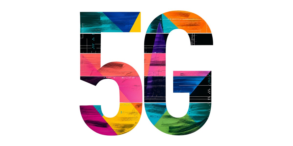 The numerals 5G rendered in bold colour blocks