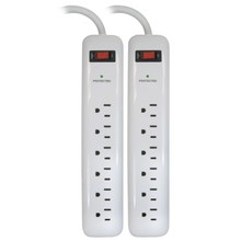Prime PB2013X2 2PK 6 Outlet 400 Joule Surge Protector with 1.5ft Cord