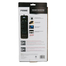Prime PB523118 8 Outlet 3600 Joule Multimedia Surge Protector with 2-Port USB Charger
