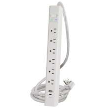 Prime PBSUFC406 6 Outlet 1500 Joule Surge Protector with USB Charging and 6ft Cord