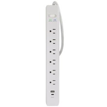 Prime PBSUFC406 6 Outlet 1500 Joule Surge Protector with USB Charging and 6ft Cord
