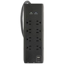 Prime PBSUFC408 8 Outlet 3000 Joule Surge Protector with USB Charging, Coaxial protection and 6ft Cord