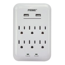 Prime PBUSB346S 6 Outlet 1200 Joule Surge Tap with 2-Port 3.4A USB Charger