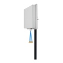 HBE-5G 4X4 MIMO antenna on a pole mount showing the four marked cables