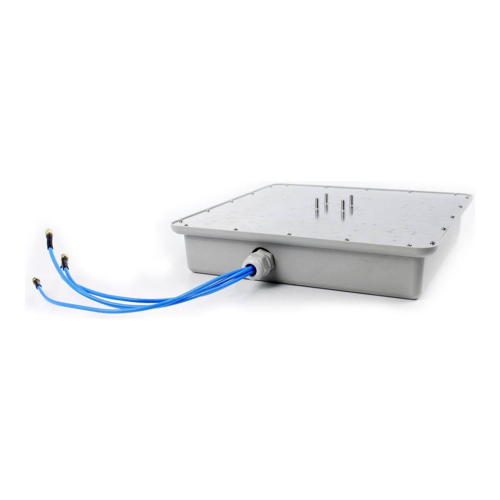Back of the HBE-5G 4X4 MIMO antenna &mdash; mounting studs in the metal back panel