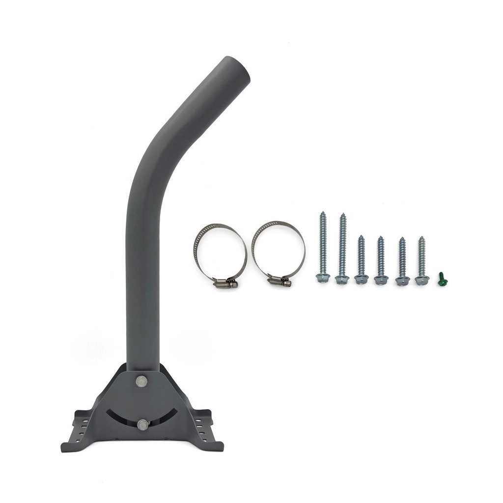 HBE-J-ARM-18 J-arm mount with the included hose clamps, lag screws and grounding screw