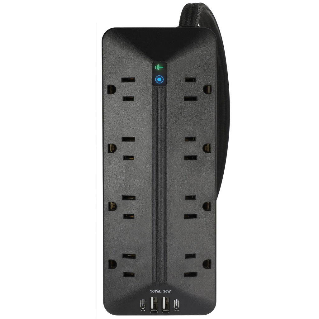 Prime PBSUC410 8 Outlet 3500 Joule Surge Protector with USB Charging and 12ft Cord