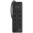 Prime PBSUFC408 8 Outlet 3000 Joule Surge Protector with USB Charging, Coaxial protection and 6ft Cord