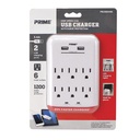 Prime PBUSB346S 6 Outlet 1200 Joule Surge Tap with 2-Port 3.4A USB Charger