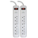 2PK 6 Outlet 400 Joule Surge Protector with 1.5ft Cord
