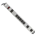 7 Outlet 1500 Joule Silver Metal Surge Protector with 6ft Cord