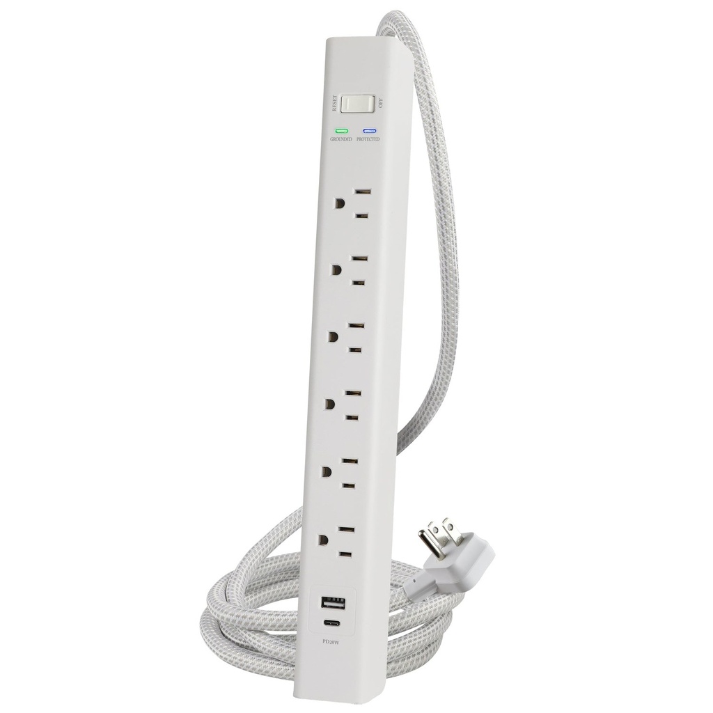 [PBSUFC406] 6 Outlet 1500 Joule Surge Protector with USB Charging and 6ft Cord