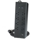 8 Outlet 3000 Joule Surge Protector with USB Charging, Coaxial protection and 6ft Cord