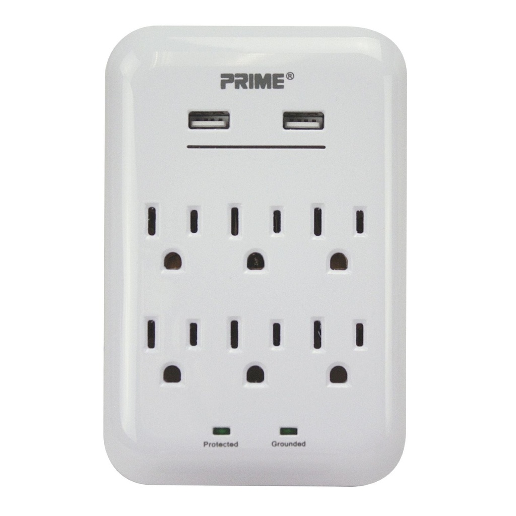 [PBUSB346S] 6 Outlet 1200 Joule Surge Tap with 2-Port 3.4A USB Charger