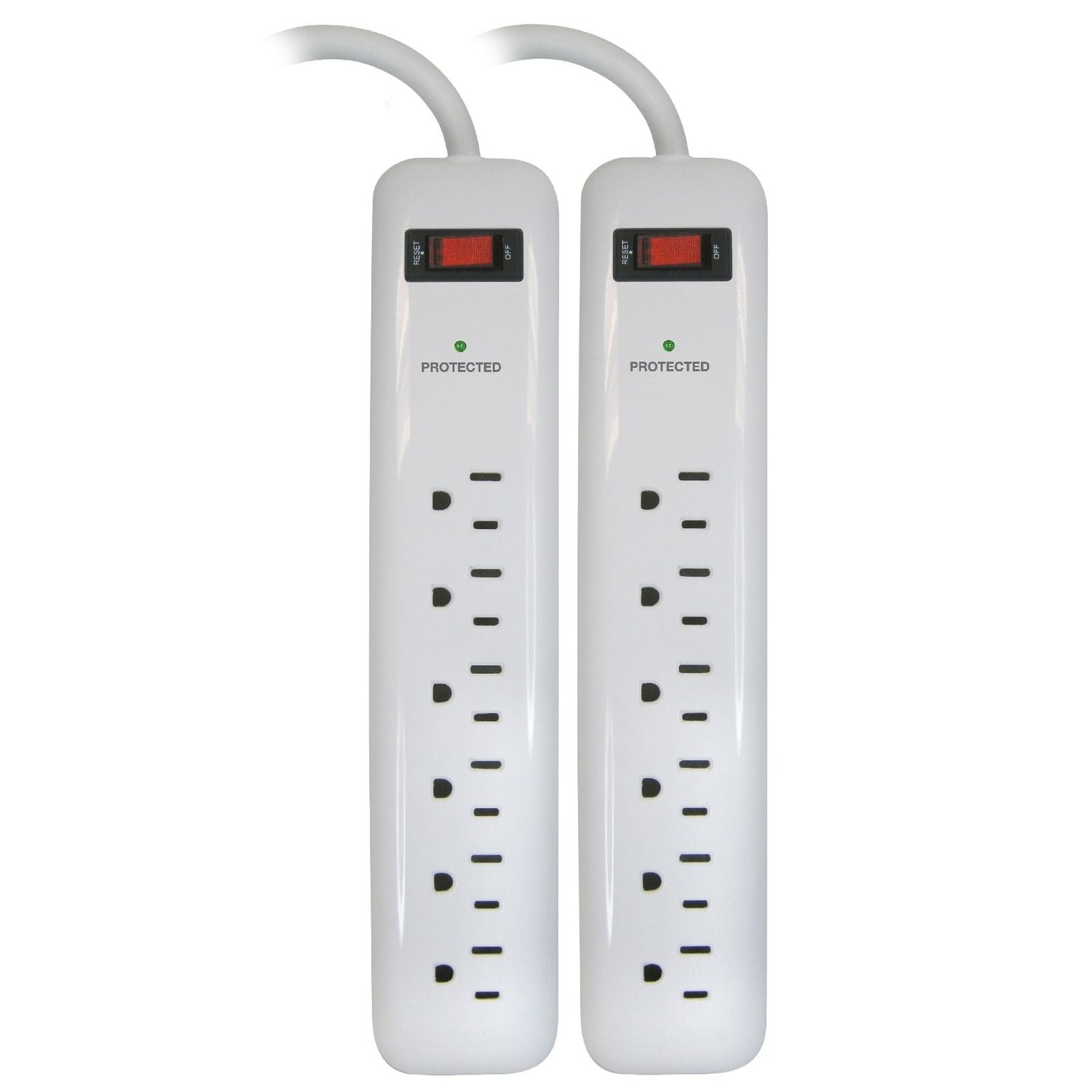 Prime PB2013X2 2PK 6 Outlet 400 Joule Surge Protector with 1.5ft Cord