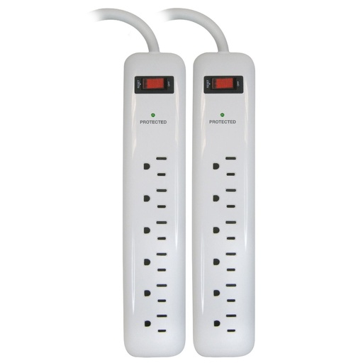 2PK 6 Outlet 400 Joule Surge Protector with 1.5ft Cord