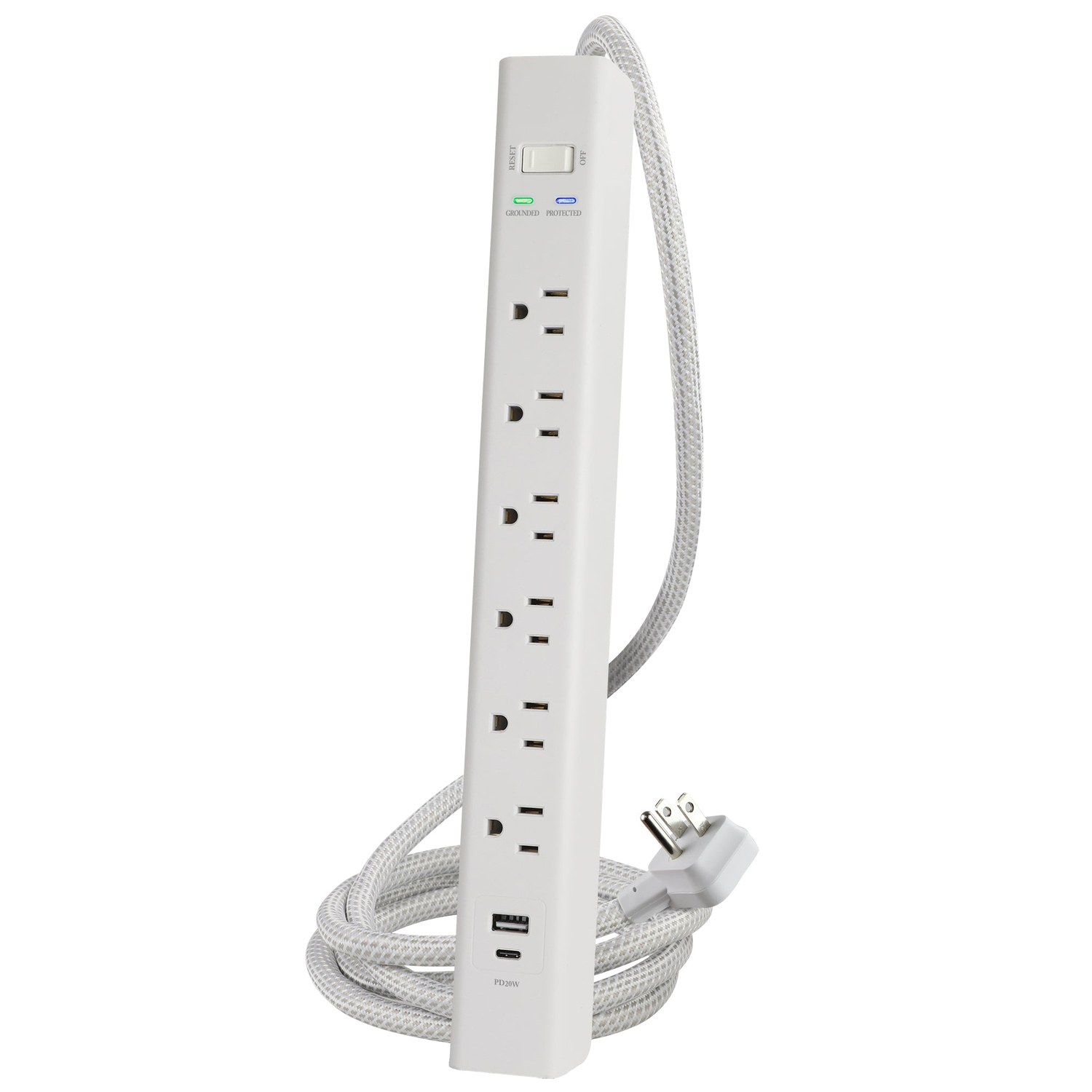 Prime PBSUFC406 6 Outlet 1500 Joule Surge Protector with USB Charging and 6ft Cord