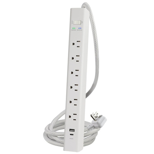 6 Outlet 1500 Joule Surge Protector with USB Charging and 6ft Cord