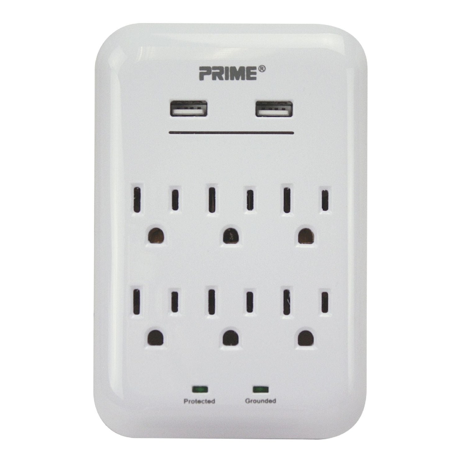 Prime PBUSB346S 6 Outlet 1200 Joule Surge Tap with 2-Port 3.4A USB Charger